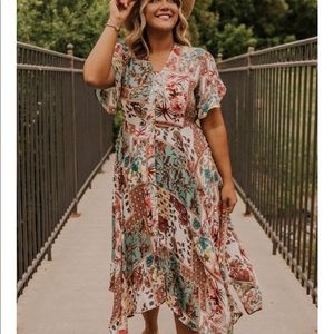 ROOLEE Patchwork Midi Dress - size SMALL